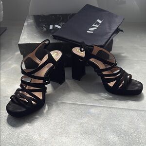 Inez Naomi Black Suede Strappy Women's Heels - Used once for event
